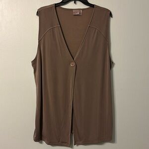 🏷️ Easywear by Chico’s One Button Sleeveless Cardigan Vest Size 3 (Size 16)